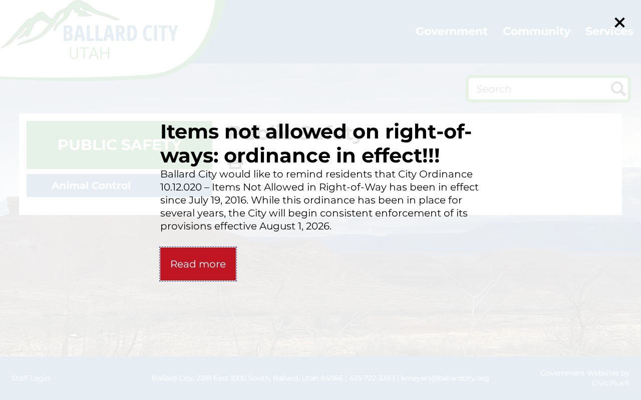 Ballard official public-safety page for Ballard arrest record routing