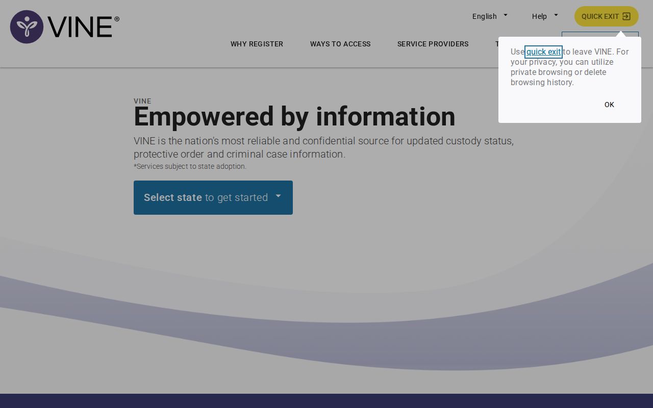 Utah VINE Uintah County custody status and notification search